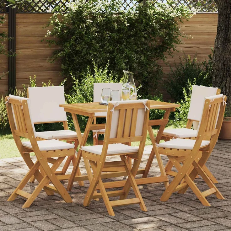 vidaXL Außen Bistro-Stühle mit Kissen 6 pcs Cremeweiß 38 x 46 x 85 cm 3416293 – Bild 1