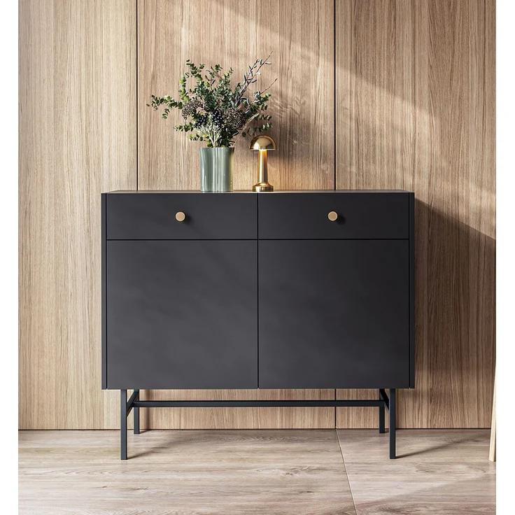 Selsey 'Divenos' Sideboard 2-türig, schwarz, ca. 89 x 104 x 39 cm – Bild 5