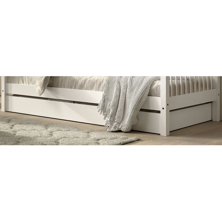 Hausbett >Buche Massiv< in Buche massiv weiß lackiert - 207,5x170x97,5 (BxHxT) – Bild 4