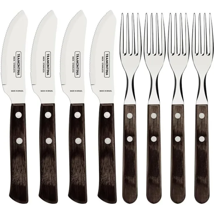 Tramontina Besteck-Set Pizzabesteck Set für 4 Personen - 4x Pizzamesser, 4x Pizzagabeln (8-tlg), 4 Personen, Edelstahl, 8-tlg, rostfreier Edelstahl, FSC, spülmaschinenfest