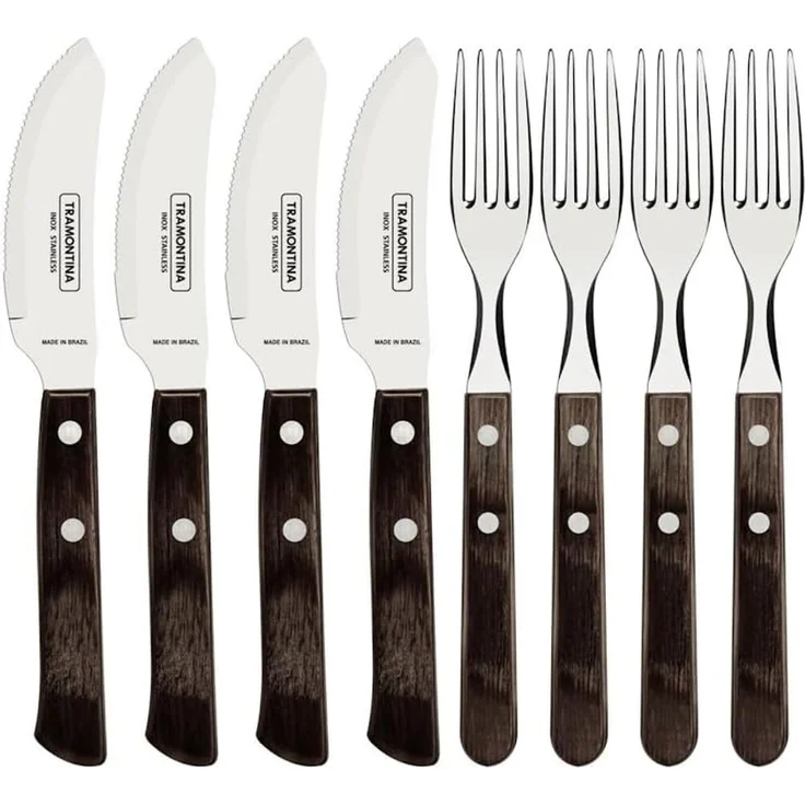 Tramontina Besteck-Set Pizzabesteck Set für 4 Personen - 4x Pizzamesser, 4x Pizzagabeln (8-tlg), 4 Personen, Edelstahl, 8-tlg, rostfreier Edelstahl, FSC, spülmaschinenfest – Bild 1