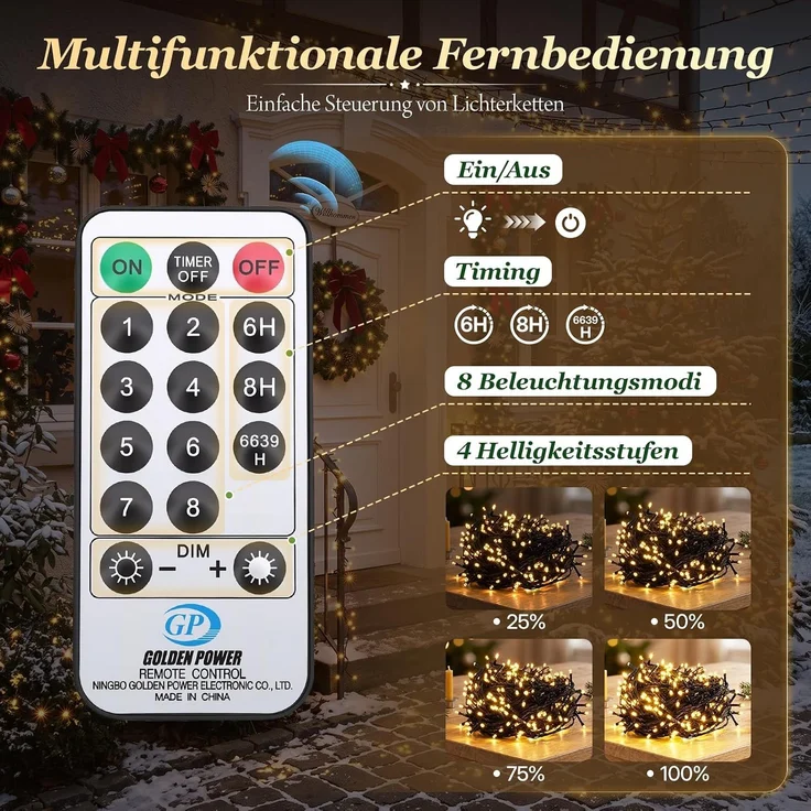 SALCAR 26m 360er LED Lichterkette Weihnachtsbaum (23m Lichterkette + 3m Stromkabel) Warmweiß – Bild 4