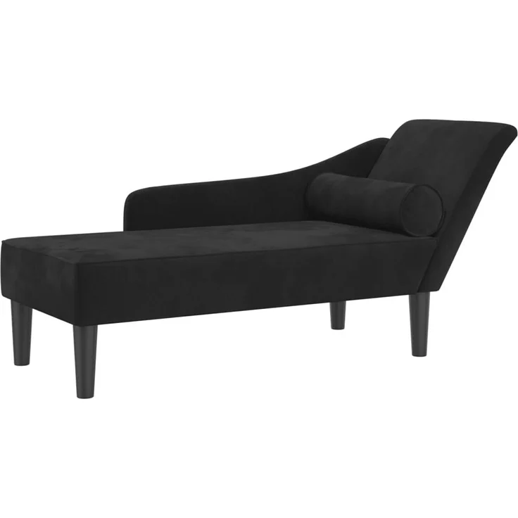 vidaXL Chaiselongue mit Kissen Schwarz Samt – Bild 1