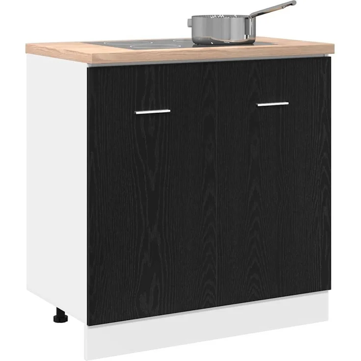 vidaXL Unterschrank für Spüle Schwarz Eiche 80x46x81,5 cm Holzwerkstoff 863227 – Bild 4