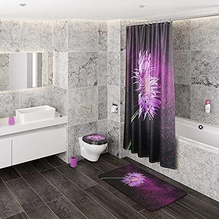 Sanilo Badematte Purple Dust, rutschhemmend, waschbar, schnelltrocknend, Polyester, rechteckig, sehr weich, hochwertig & modern, 50 x 80 cm oder 70 x 110 cm – Bild 3
