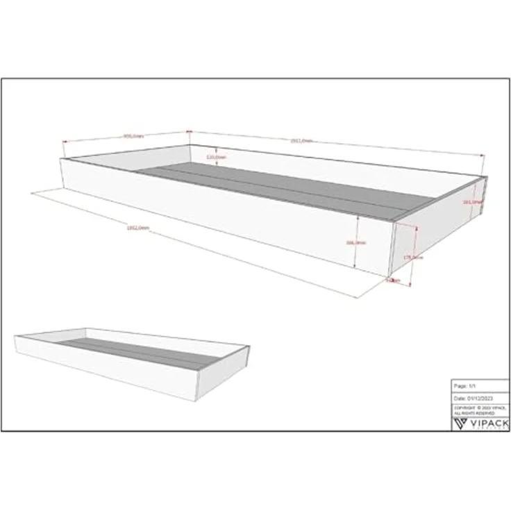 Hausbett >Buche Massiv< in Buche massiv weiß lackiert - 207,5x170x97,5 (BxHxT) – Bild 5