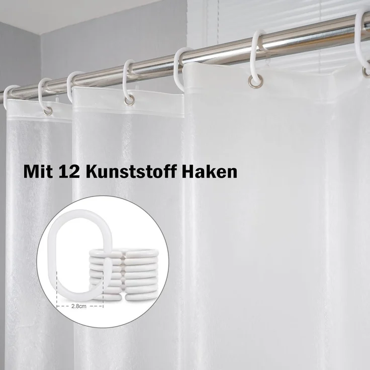 AooHome Duschvorhang 180x200 Transparent Weiß mit 5 Gewicht Magneten inkl. 12 – Bild 5