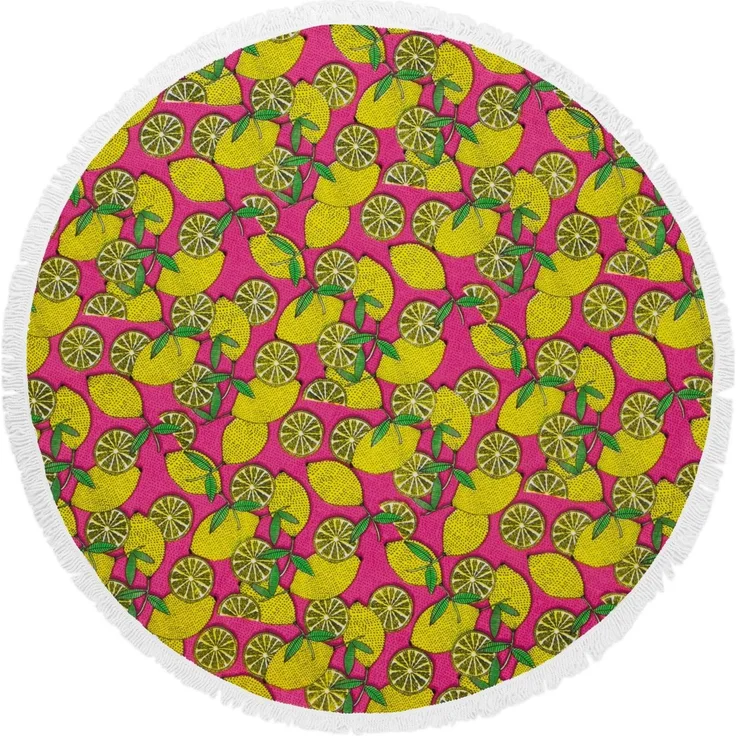 Covers & Co Strandlaken Strandtuch Hamam Lemons Multi Rund 150cm