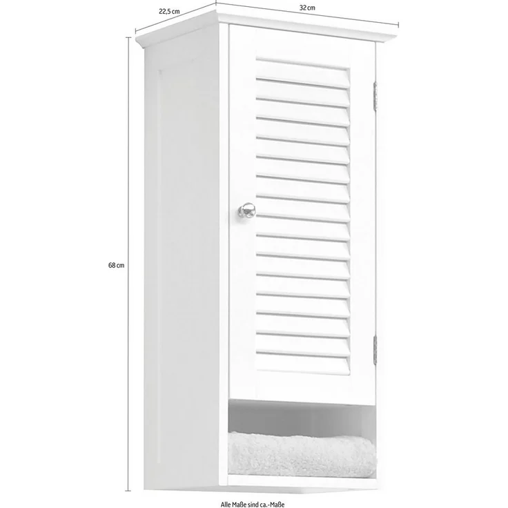 Saphir Hängeschrank Quickset 928 Wand-Badschrank, 1 Tür, 1 Einlegeboden, 1 Nische Badezimmer-Hängeschrank, 32 cm breit, Weiß, Landhaus-Stil – Bild 3