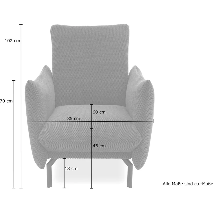 DOMO. collection Sessel 700 003, Polstersessel, Rechteckig, Füße mit Filzgleitern, Armsessel, Polstergarnitur, 85 x 95 x 102 cm (BxTxH), blau – Bild 5