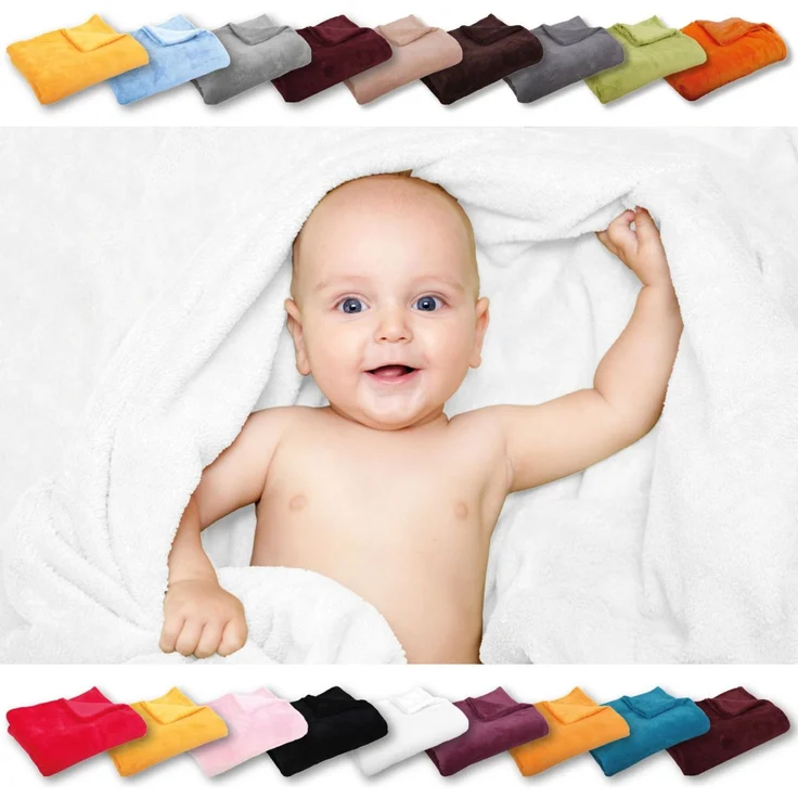 Babydecke Mikrofaser Bestcount 60x80 cm weiß - creme – Bild 2