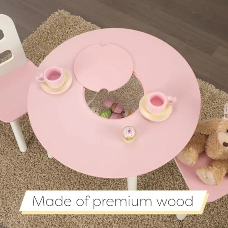 KidKraft 26165 'Kindertisch mit 2 Stühlen', Massivholz, rosa/weiß, ab 3 Jahren – Bild 5