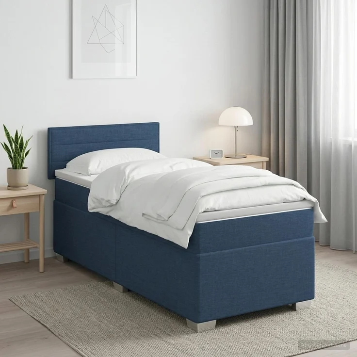 vidaXL Boxspringbett mit Matratze und LED Creme 90 x 190 cm Stoff 3451831 – Bild 4