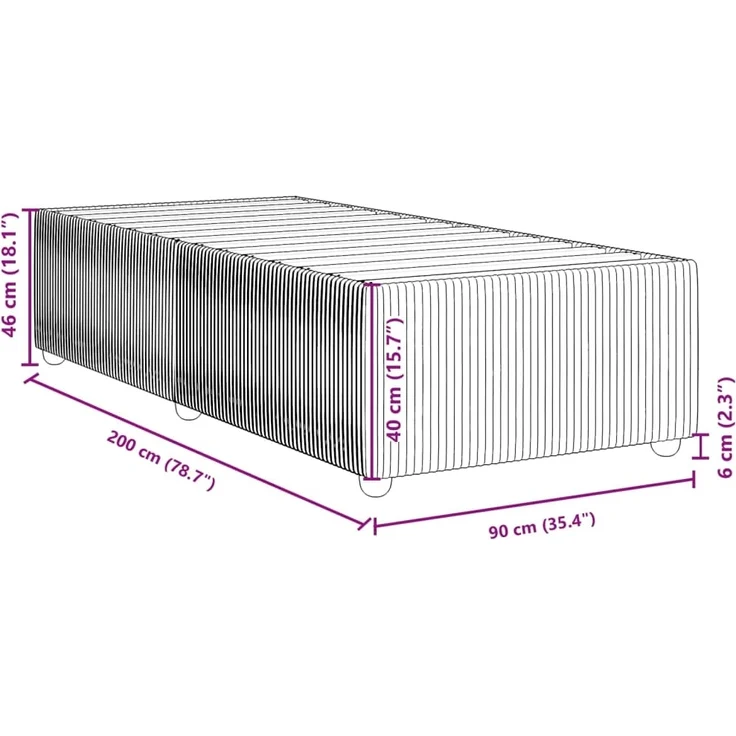 vidaXL Bettgestell ohne Matratze Hellgrau 90x200 cm Samt 3284982 – Bild 8