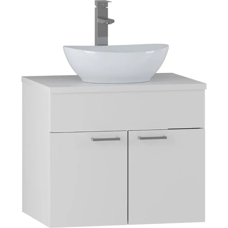 Badplaats Waschbeckenunterschrank Colorado 60x46 cm Weiß Matt - Hängender Badezimmerschrank mit 2 Schubladen