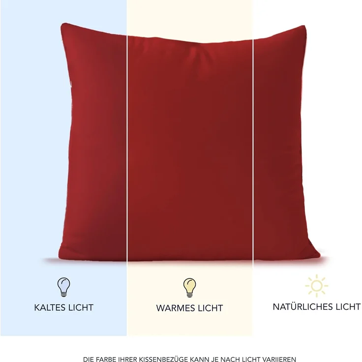 Dreamzie Kissenbezug 65x65 cm (Set mit 2) - 100% Jersey Baumwolle 150 g/qm Kissenbezüge -Rot - Für Kissen 65x65 cm - Kissenhülle - Kissenbezug - Resistent und Hypoallergen – Bild 4