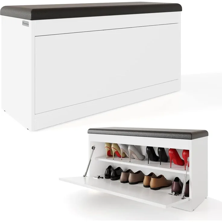 Platan Room Schuhschrank mit Sitzkissen, Schuhkommode, Schuhbank 100 cm breit