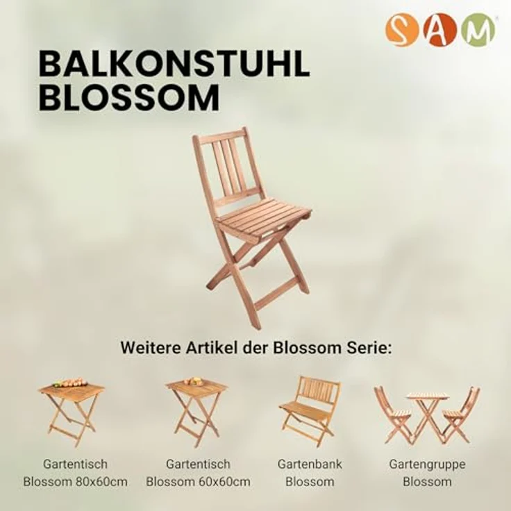 SAM 2er Set Gartenstuhl Blossom | Akazienholz massiv & geölt | klappbarer Balkonstuhl für Garten & Terrasse | pflegeleichter Klappstuhl – Bild 9