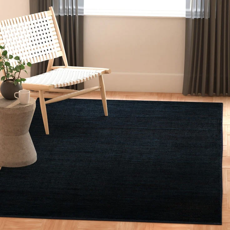 SAFAVIEH Modern Teppich für Wohnzimmer, Esszimmer, Schlafzimmer - Vision Collection, Kurzer Flor, Schwarz, 122 X 183 cm