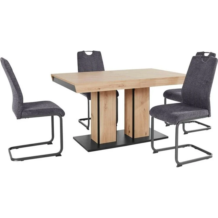 HELA Essgruppe Tisch ausziehbar 140 -220 cm, (Set, 5-tlg), Belastbarkeit 140 KG, bequem gepolstert mit Griff – Bild 4