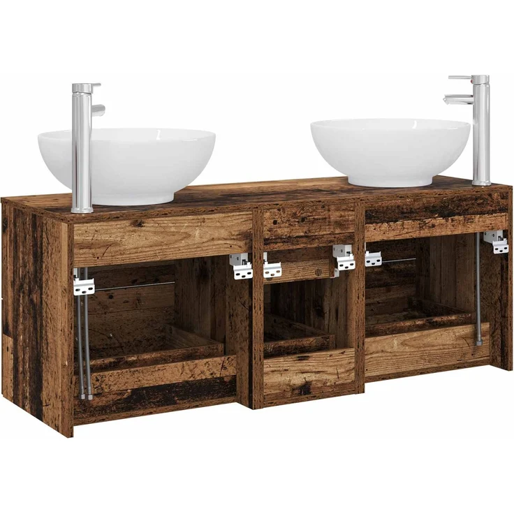 vidaXL Badezimmerschrank-Set 3 stk. Altholz 129 x 44,5 x 80 cm 3405913 – Bild 7