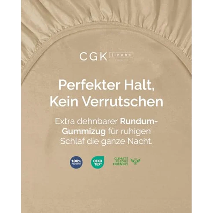Spannbettlaken 150x200 cm Beige - 30cm (12") Tiefe Tasche - Premium Mikrofaser Spannbetttuch - Weich, Knitter- und Bügelfrei - Atmungsaktiv, Hypoallergen und Oeko-TEX Standard 100 Zertifiziert – Bild 2