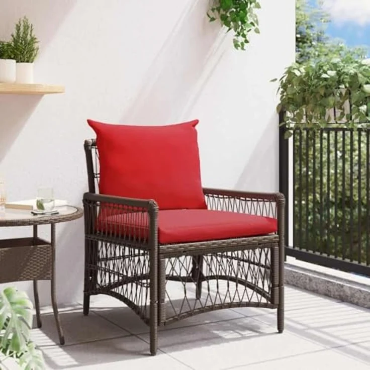 vidaXL Gartenstuhl mit Kissen Braun 73 x 61 x 77 cm Poly-Rattan 42006223 – Bild 2