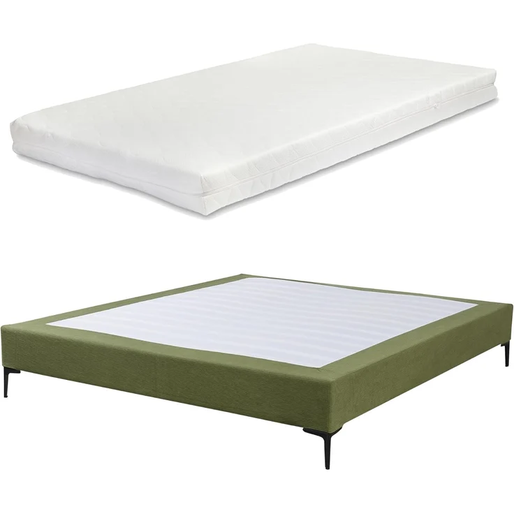 Doppelbett Lilla mit Matratze Cord 160x200 cm Grün [en. casa] – Bild 4