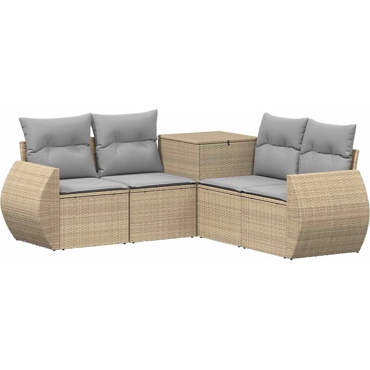 vidaXL Sofa Set 5 stk. Beige und Hellgrau Polyrattan und Stahl 3447903 – Bild 2
