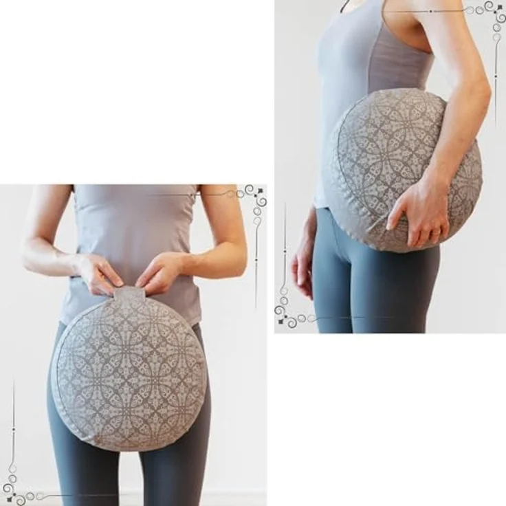 bodhi Meditationskissen Meditationskissen RONDO, 32 x 20 cm Raja, taupe/silber, Kapok – Bild 6