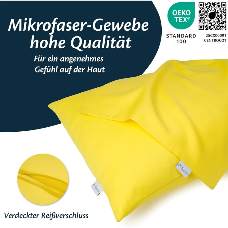 Kissenbezug 40x60 Mikrofaser Premium 2er Set Kissenhülle Deko für Kissen Bett/Sofa Stoff Superweicher Resistent Hypoallergen Anti-Milben Atmungsaktiv Kopfkissenbezug mit Verdecktem Zip Voll Waschbar – Bild 2