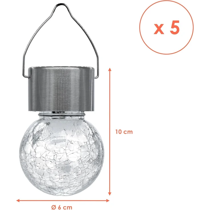 Spetebo LED Solarleuchte Solarleuchten in Bruchglas Optik, Ein-/Ausschalter, LED, warm weiß, Gartenbeleutung Hängekugeln Gartendeko – Bild 2