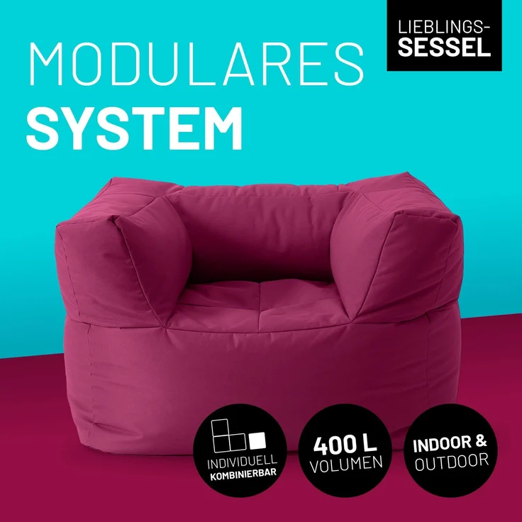 Lumaland Sitzsack-Sofa, Polyester, Sessel, Rotwein, 70 x 72 x 96 cm – Bild 2