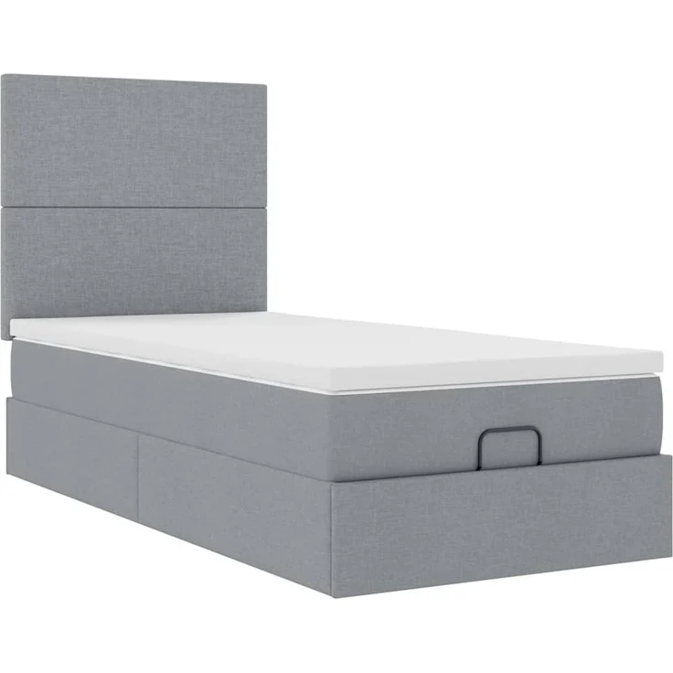 vidaXL Ottomane Bett mit Matratze & LEDs Hellgrau 90x200 cm Stoff 3313892 – Bild 5