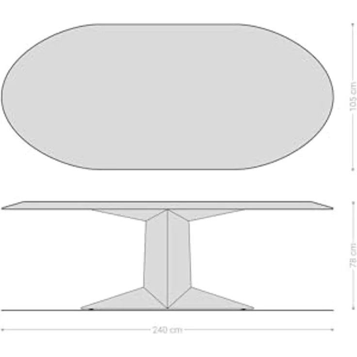 Esstisch Aithon 240x105 cm Akazie Braun Metallgestell Schwarz Oval – Bild 3