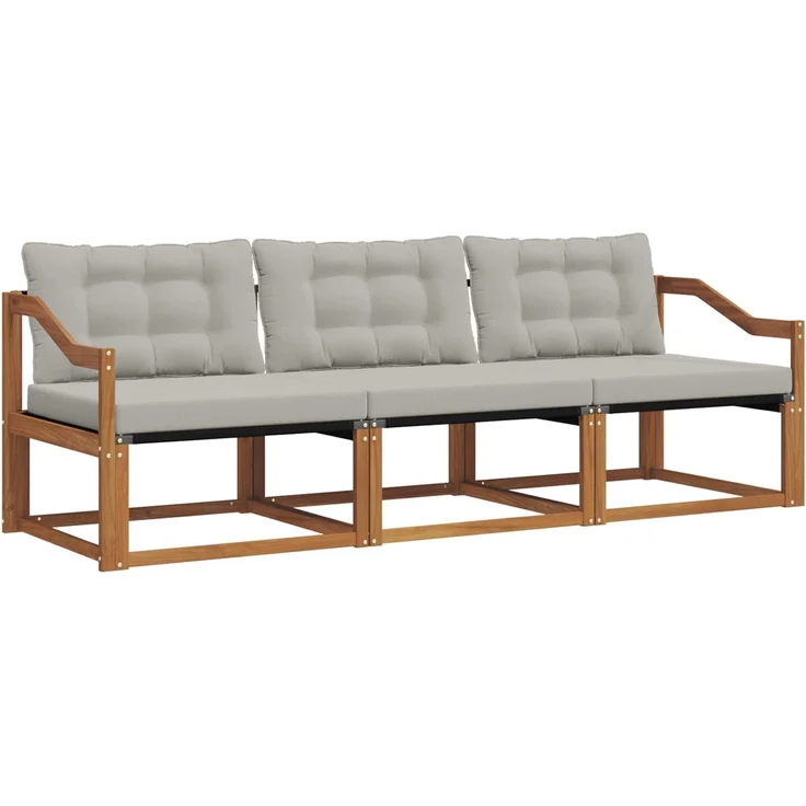 vidaXL Outdoor-Sofagarnitur 3 stk. 3-Sitzer Natur und Hellgrau 3369154 – Bild 2
