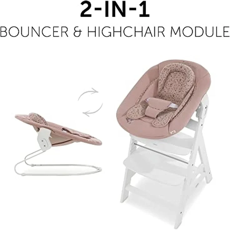 Hauck Babywippe Alpha Bouncer 2in1 kompatibel mit Hauck Hochstuhl Alpha+ und Beta+, Baby Wippe für Neugeborene ab Geburt bis 13 kg, mit Sitzverkleinerer, Shaukelfunktion, Bambi Rosa – Bild 2