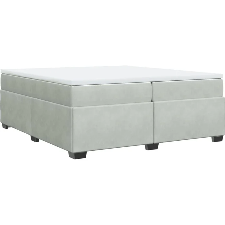 vidaXL Boxspringbett mit Matratze Hellgrau 200x200 cm Samt 3285305 – Bild 9