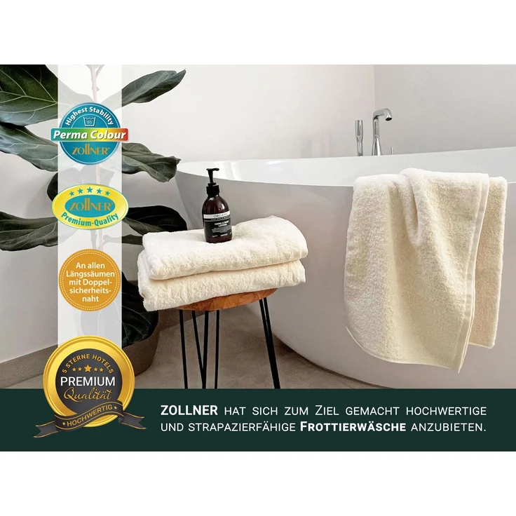 ZOLLNER Duschtücher 3er Set, natur, 70x140 cm, 100% Baumwolle – Bild 5
