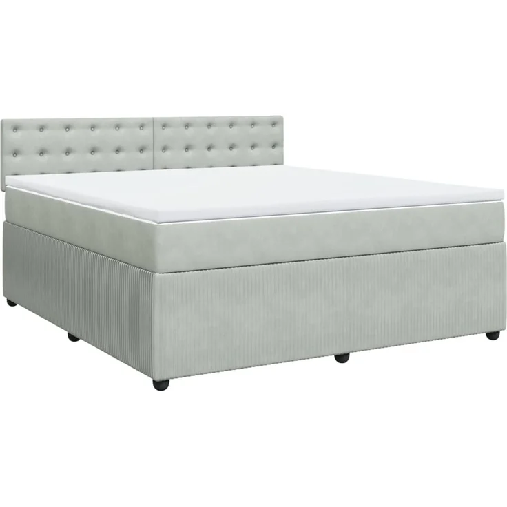 vidaXL Boxspringbett mit Matratze Hellgrau 180x200 cm Samt 3287818 – Bild 2