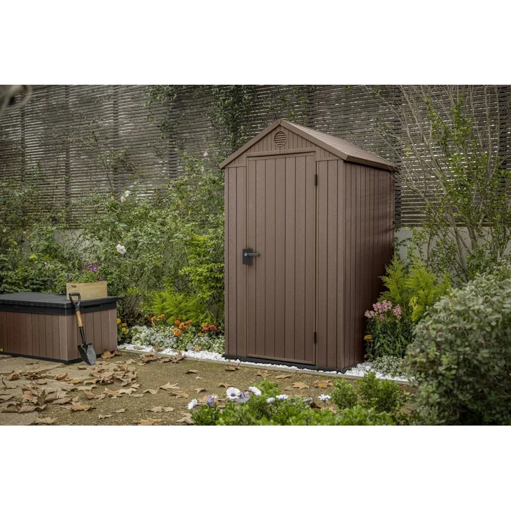 Dmora Gartenhaus Osoyoos, Gartenhütte, Gartenhaus, Werkzeugschuppen, 124x117 h205 cm, Braun – Bild 2