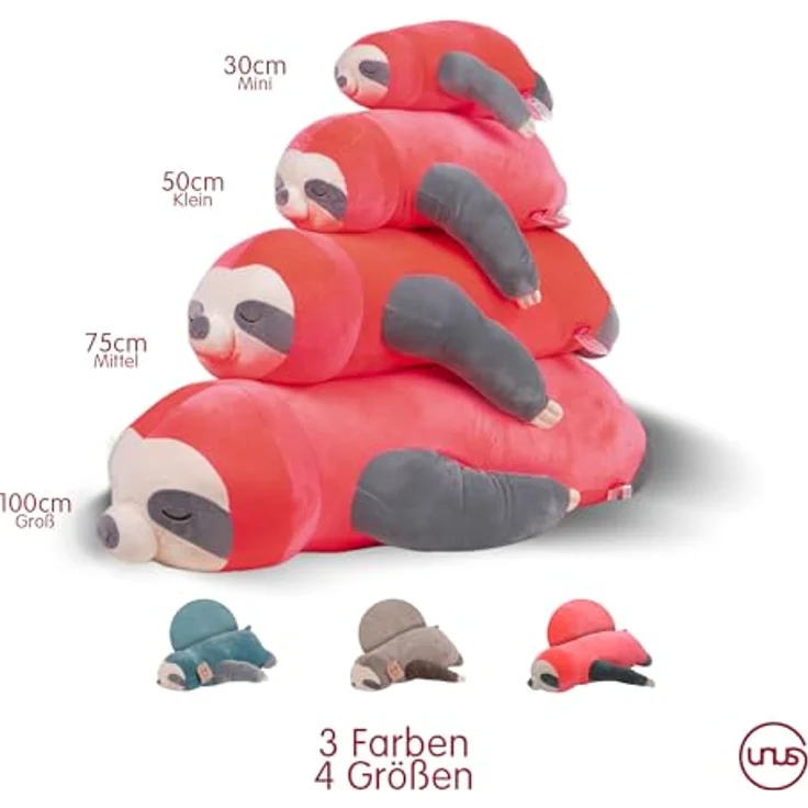 UNUS HOME Seitenschläferkissen Faultier Kissen, 1-tlg, 30 cm, pink, Reisekissen, Nackenkissen Dekoration extrem weich – Bild 6