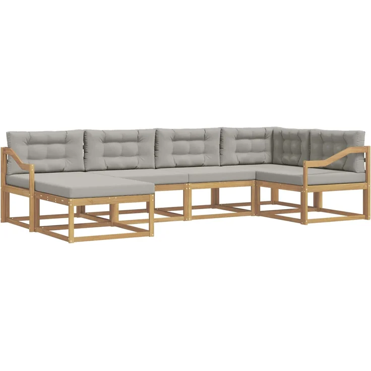 vidaXL Outdoor-Sofagarnitur 6 stk. 6-Sitzer Weiß und Hellgrau 3386705 – Bild 2