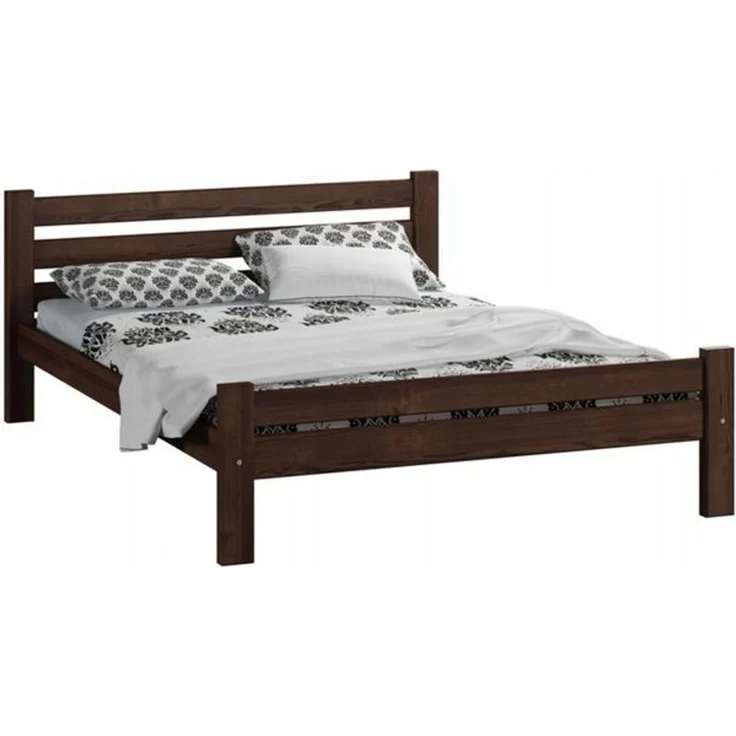 Home Collective Bettgestell Massivholzbett, Einzelbett mit Lattenrost & sicherem Lack, 210x152x72 cm, Walnuss – Bild 3