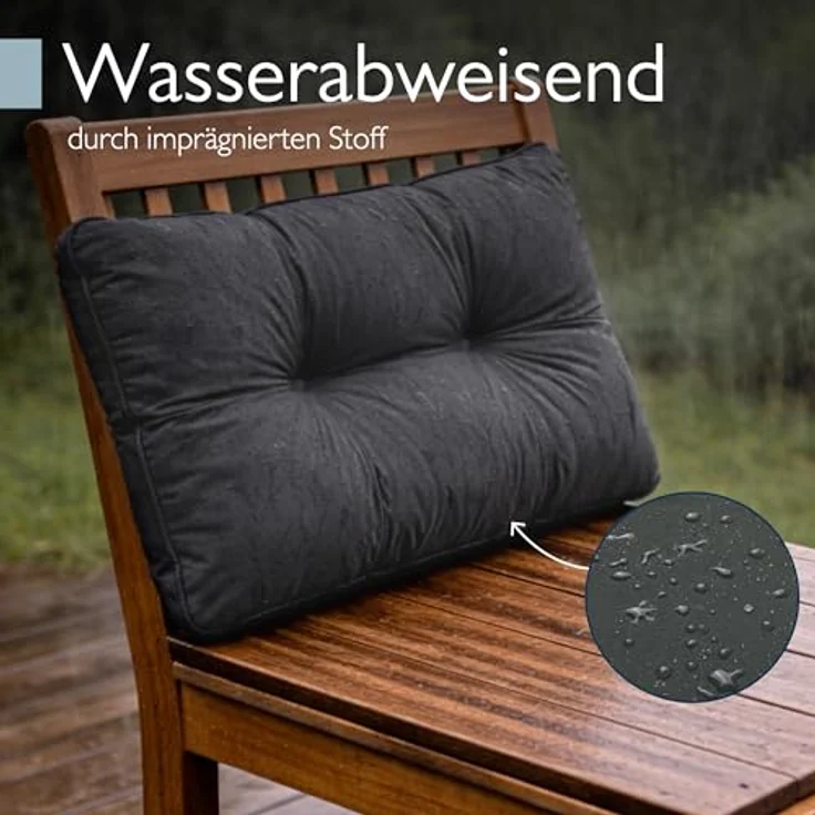 Beautissu Sitzkissen Lounge Kissen Outdoor Rückenkissen Flair LK, 50x40x12cm, Anthrazit, 50x40x12 cm – Wetterfest Schmutzabweisend Polster für Gartenmöbel – Bild 5
