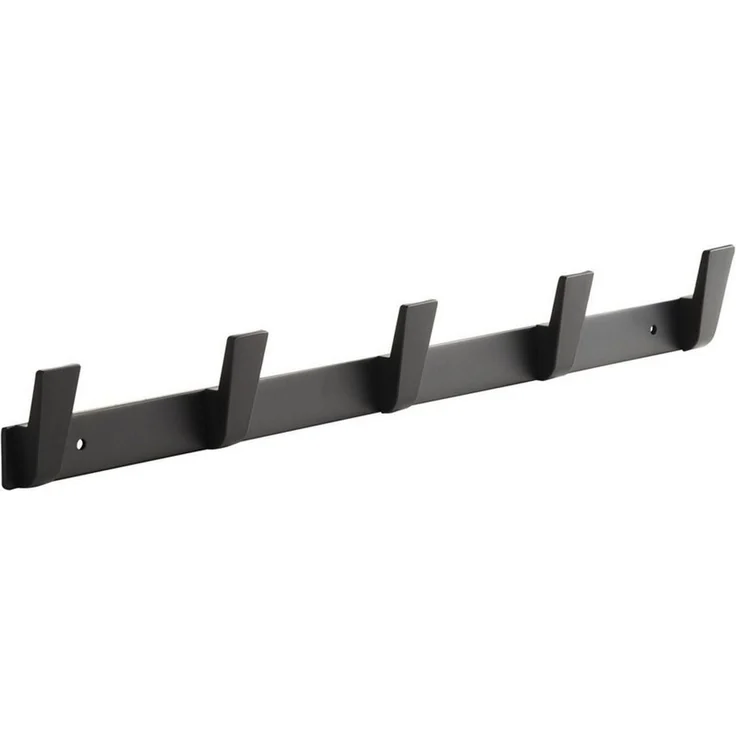 SO-TECH® Hakenleiste Blackline ALBUS schwarz pulverbeschichtet, (1 St), Länge 450 mm mit 5 Haken – Bild 1