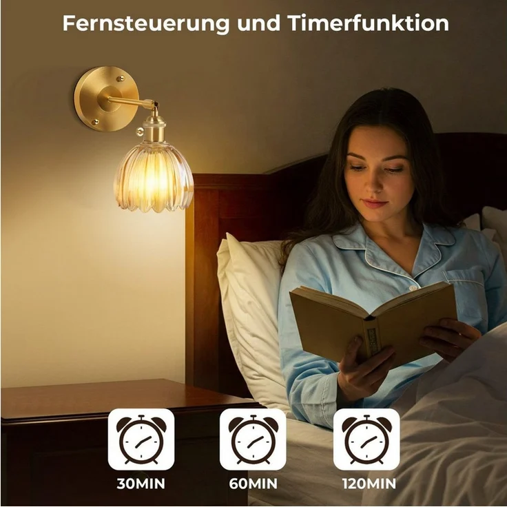 POPOLIC LED Wandleuchte Dimmbar Wiederaufladbar Gold Wandleuchten, 3 Farbtemperaturen+RGB, LED fest integriert, mit Glühbirne, Zeitschaltuhr, Speicherfunktion, Kabellos – Bild 3