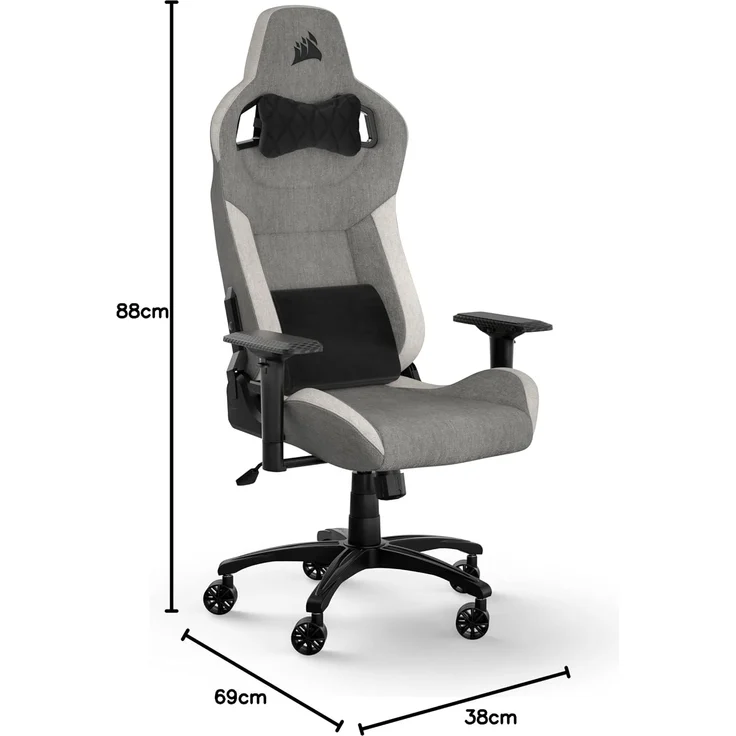 Corsair T3 Rush Gaming-Stuhl, Grau und weiß, One Size – Bild 3