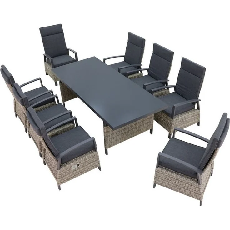 KONIFERA Garten-Essgruppe New Monaco, (Set, 17-tlg, 8x Sessel, 8x Auflagen, 1x Tisch), bestehend aus 8 Stühlen, 8 Sitzauflagen und 1 Tisch – Bild 4