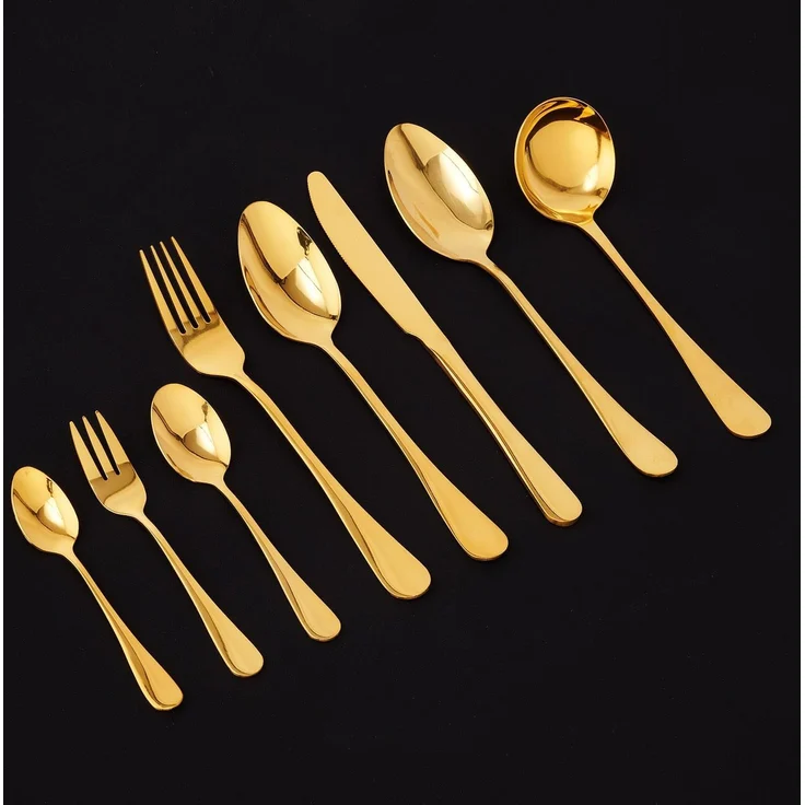 Brixy Besteckset - Gold - 39-teilig - 6 Personen Besteck - Mehrere Gänge - Messer/Löffel/Gabel - Edelstahl - Gold – Bild 2